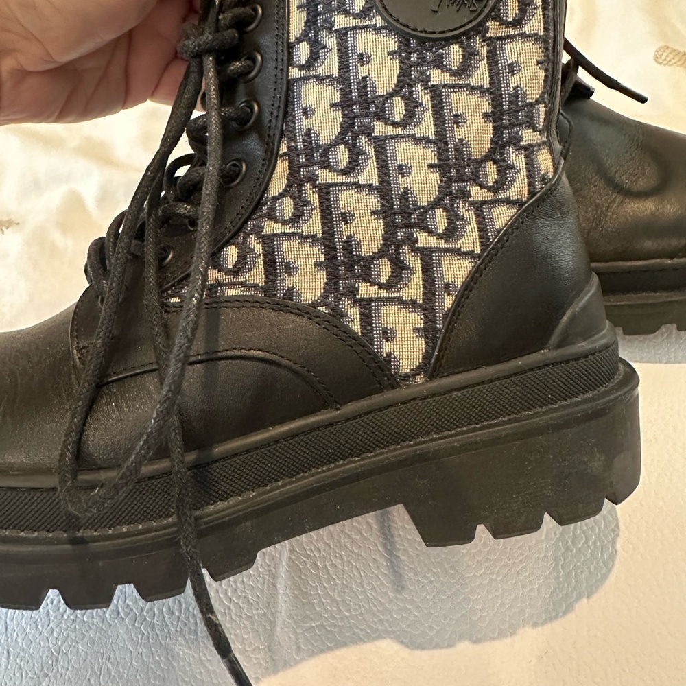 Christian Dior Black leather Explorer signature Women's Combat Boots NIB - Picture 10 of 12